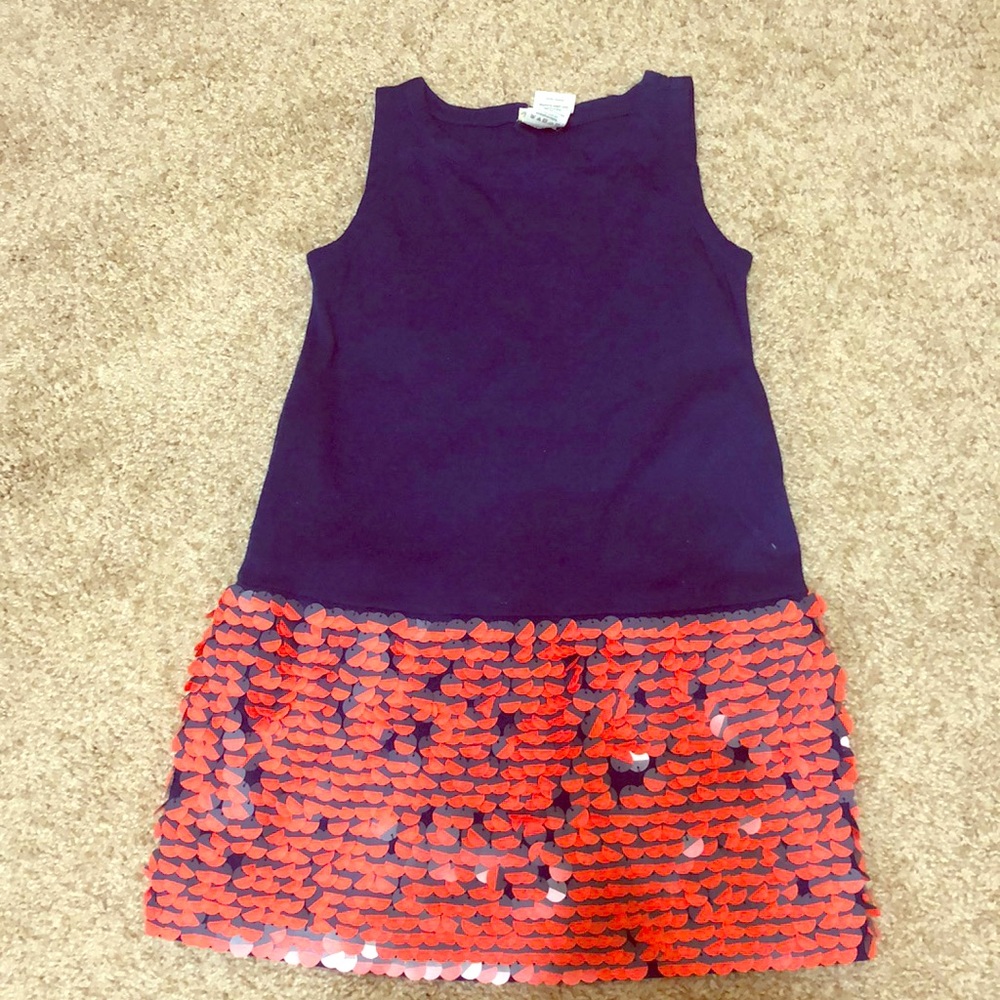 Navy dress with orange sequence skirt by crewcuts